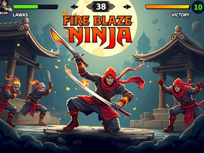 Fire Blaze Ninja gameplay screenshot showing ninja character fighting enemies
